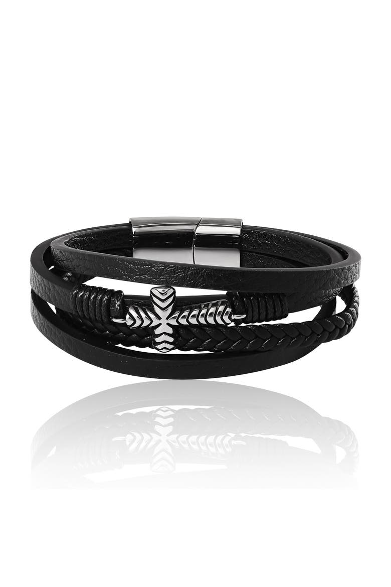 Row Cross Bracelet, Main, color, Black