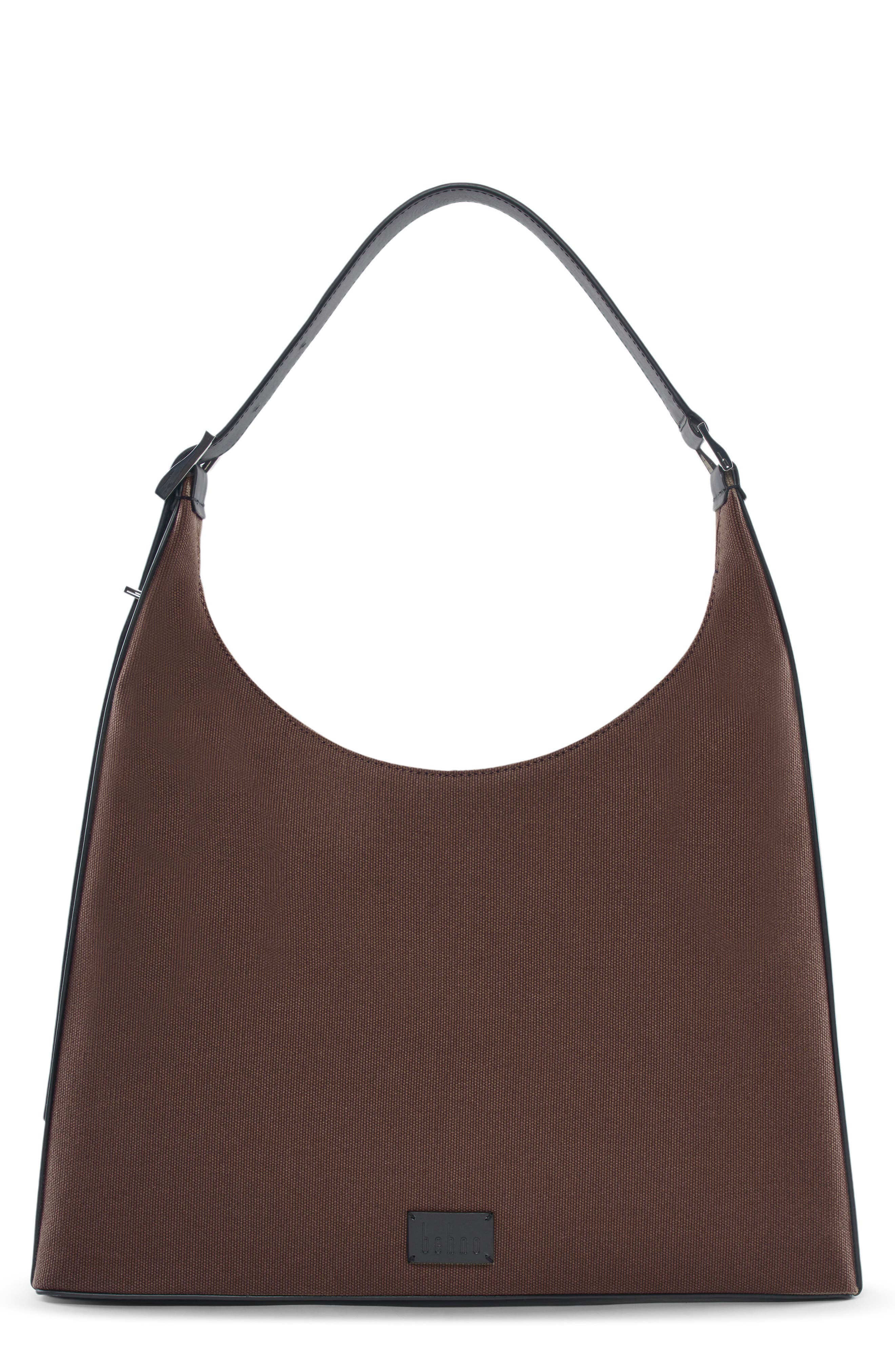 behno Danny Flatiron Canvas Shoulder Bag, Main, color, Cacao/ Black