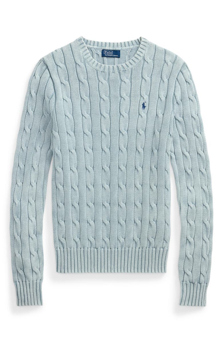 Polo Ralph Lauren Cable Knit Cotton Crewneck Sweater, Alternate, color,