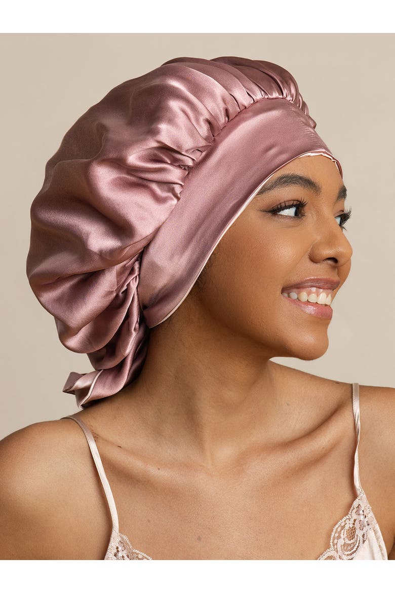 Women's Silk Casual Bonnet with Long Ribbons, Alternate, color, PaleMauve