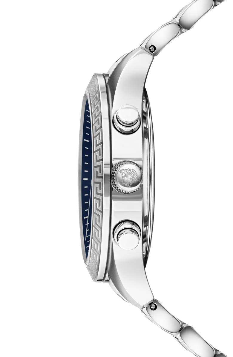 Versace Greca Chronograph Swiss Quartz Bracelet Watch, 40mm, Alternate, color, Stainless Steel