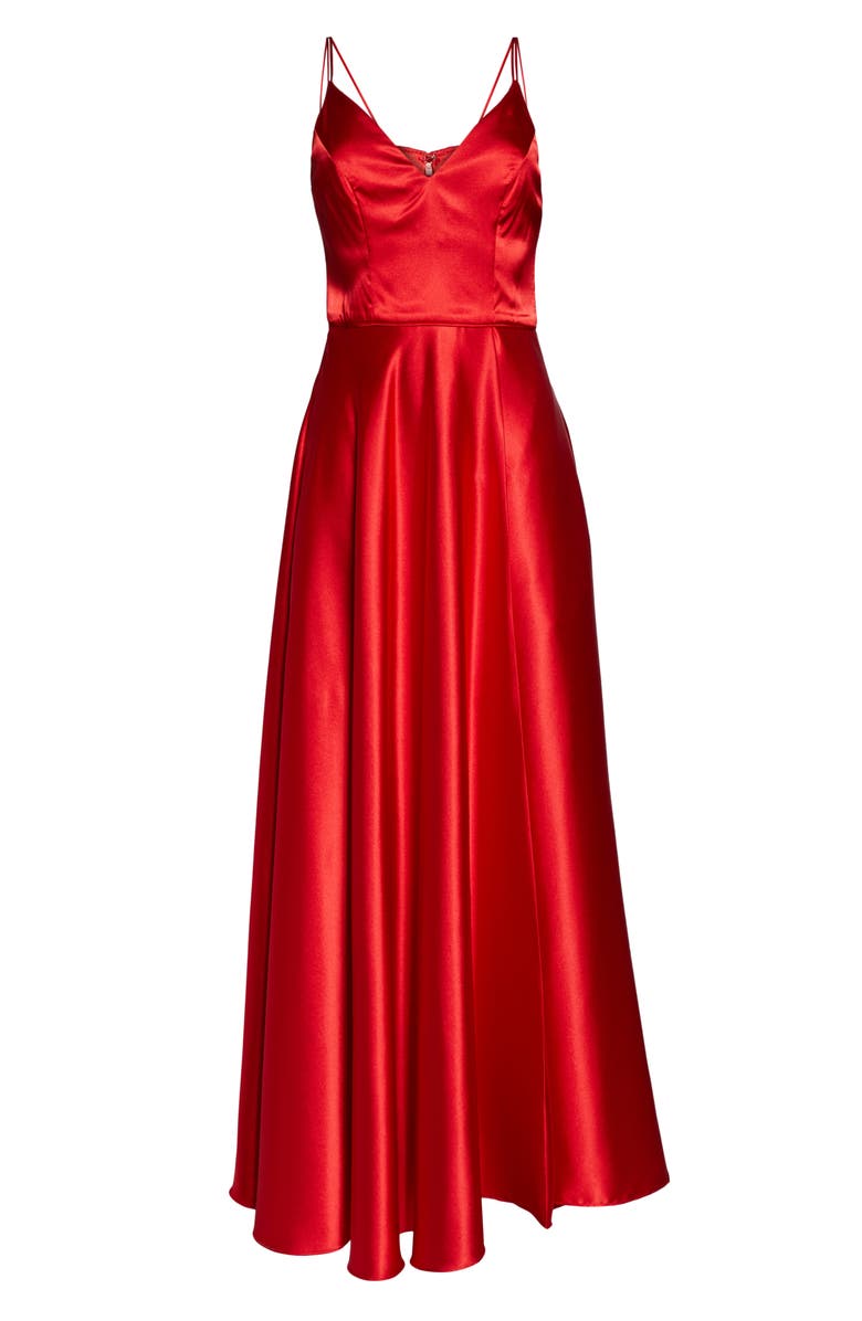Sequin Hearts Double Strap Satin Evening Gown, Alternate, color,