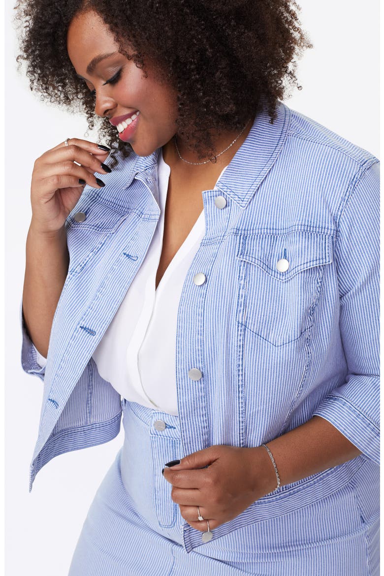 Stripe Slim Trucker Jacket, Alternate, color, TRELLA