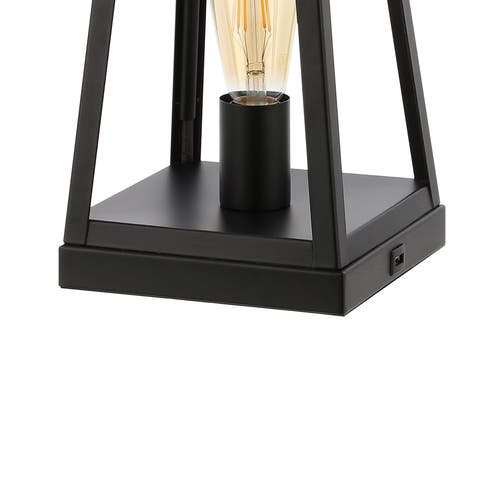Jonathan Y Waylon 28.5" Classic Industrial Iron Nightlight Led Table Lamp With Usb Charging Port In Black