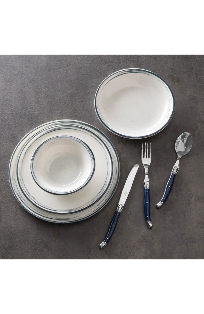 FRENCH HOME Waters Edge 16-Piece Dinnerware Set, Alternate, color, Off-White And Navy