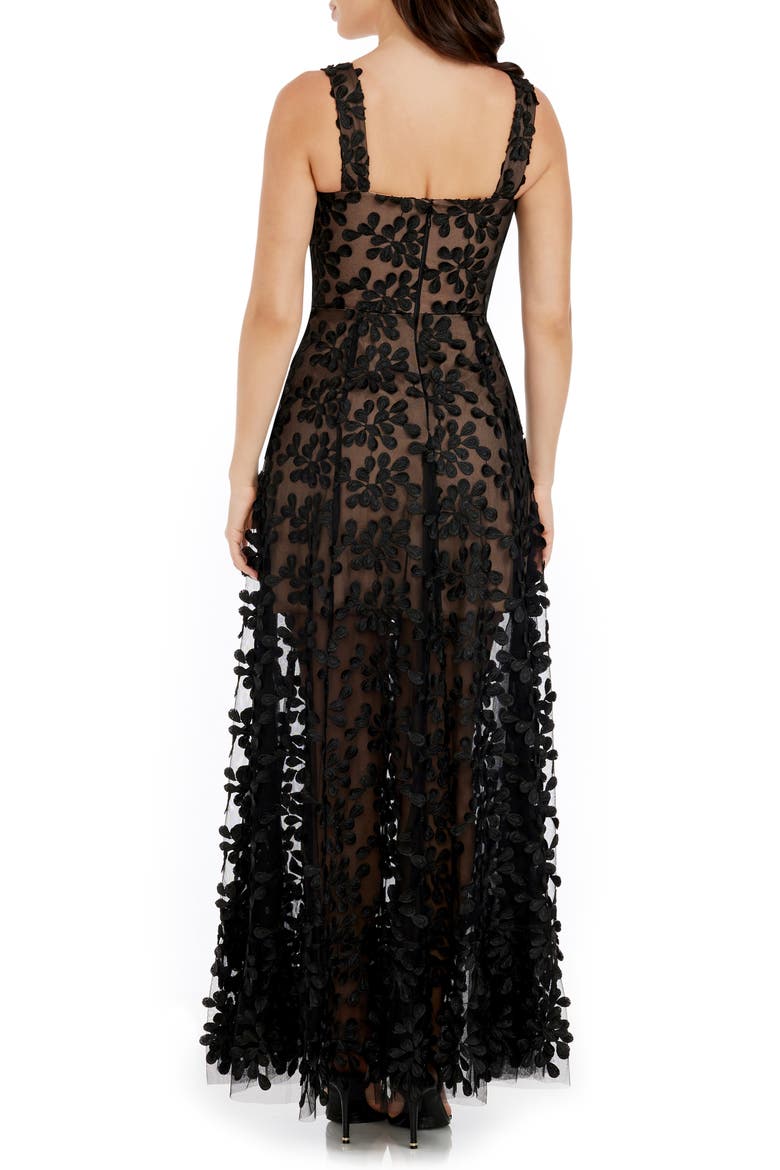 Anabel Semisheer Sweetheart Neck Gown, Alternate, color, BLACK