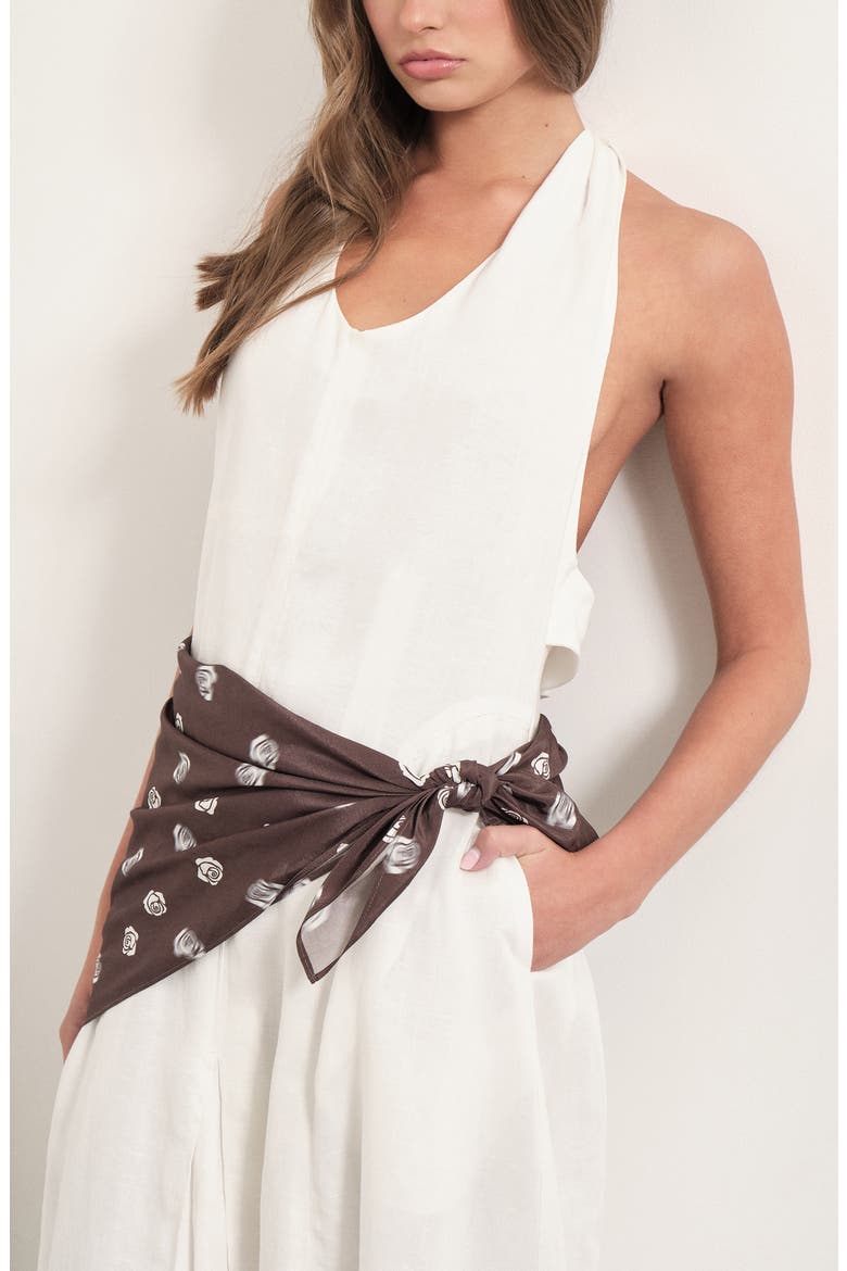 Alexi Rose Print Scarf, Alternate, color, BROWN ROSE PRINT