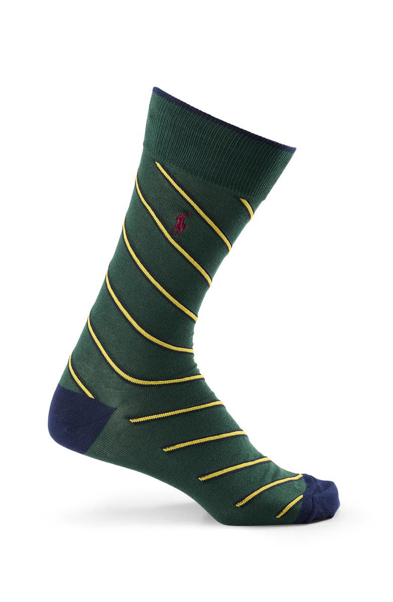 Polo Ralph Lauren Big & Tall Diagonal Stripe 2-pk Crew Socks, Alternate, color, Green