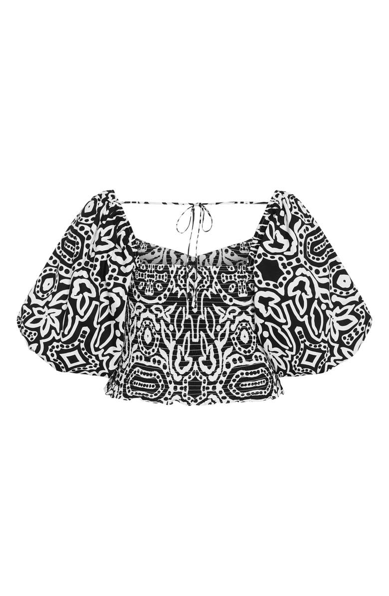 City Chic Amari Puff Sleeve Crop Top, Alternate, color, Black Amari