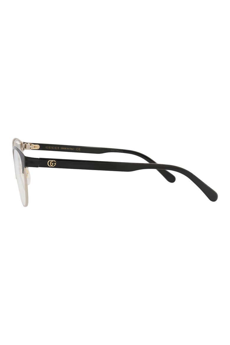 53mm Half Rim Optical Glasses, Alternate, color, BLACK BLACK TRANSPARENT