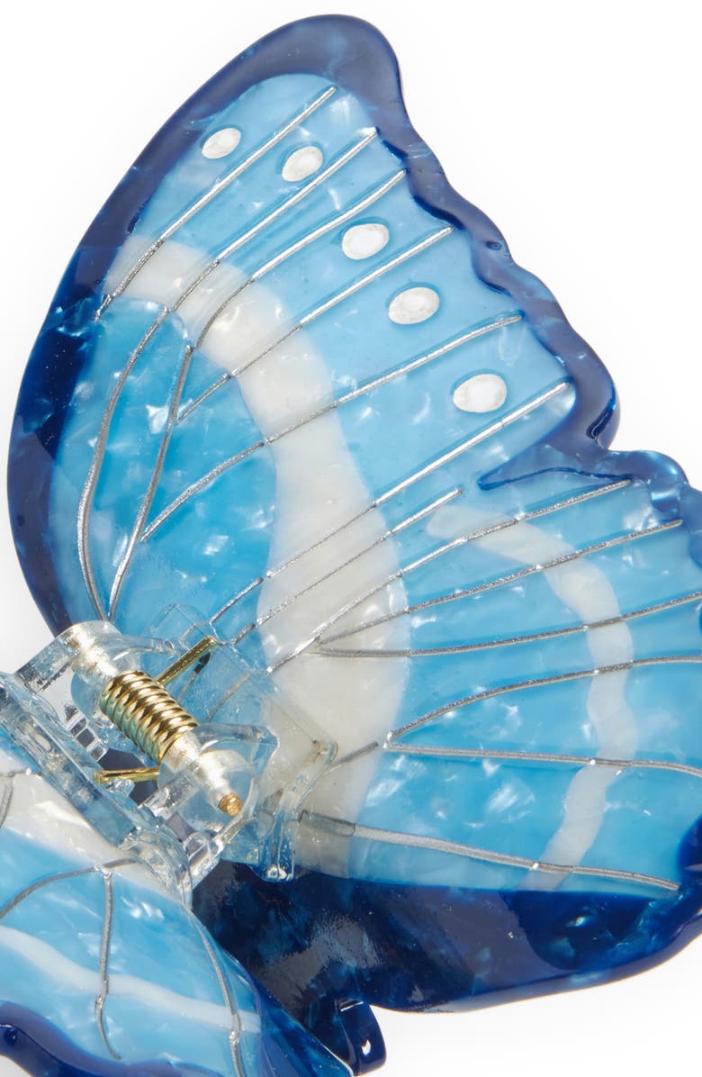 Solar Eclipse Hand-Painted Morpho Butterfly Claw Hair Clip, Alternate, color, Blue