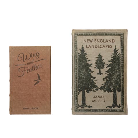 MDF 
Canvas Book Storage Boxes, Set of 2 "New England Landscapes"