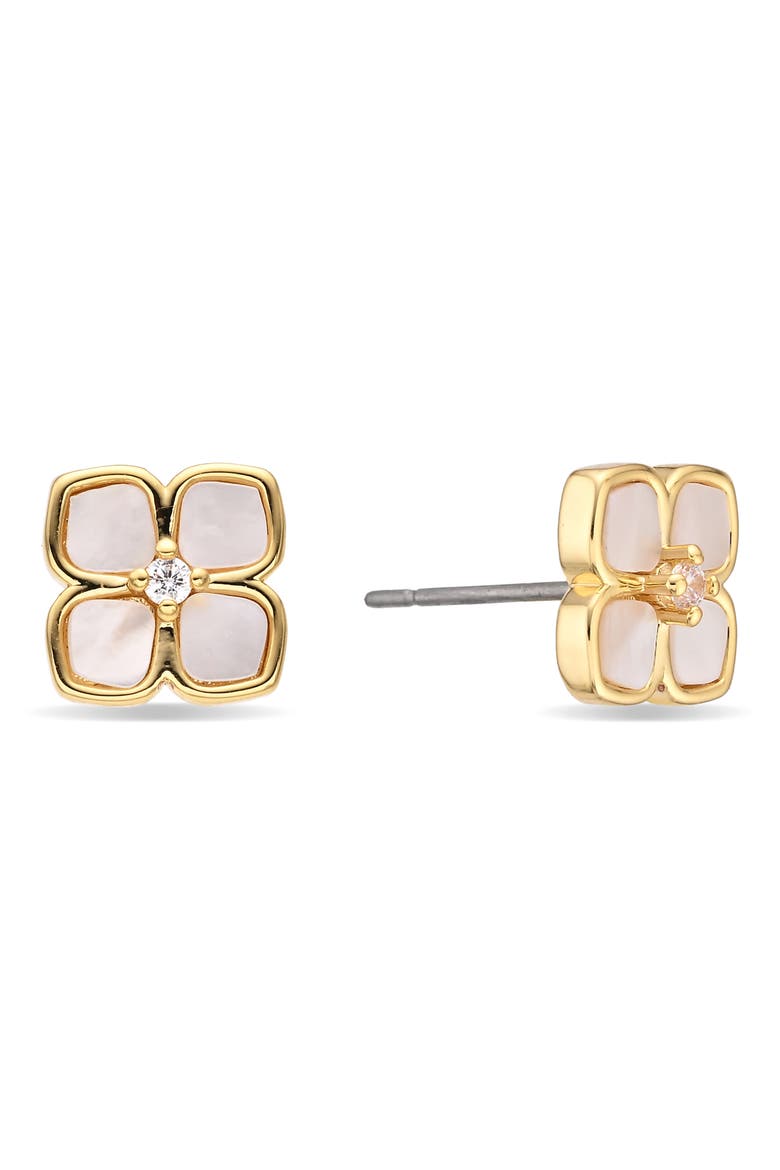 Romy Mother-of-Pearl Stud Earrings, Alternate, color, GOLD