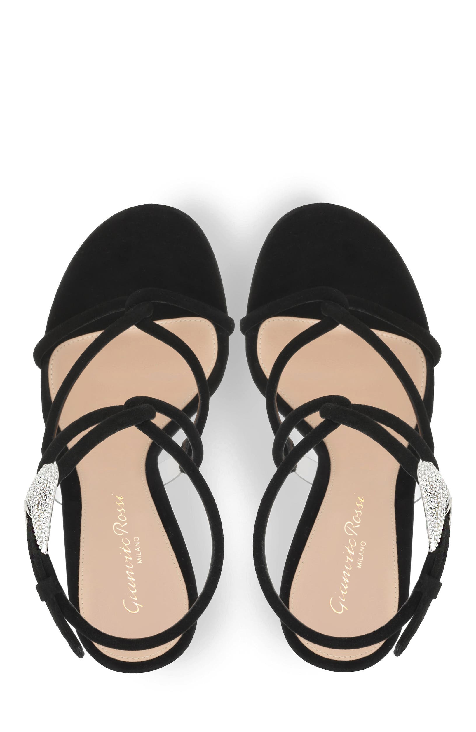 Gianvito Rossi Mamba Crystal Sandal, Alternate, color, Black Suede