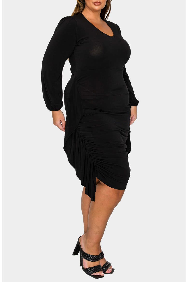 Nova Ruched Bodycon Dress, Alternate, color, BLACK