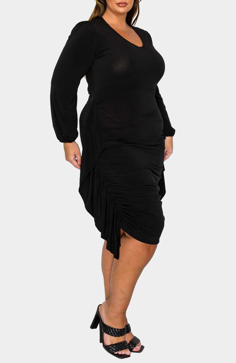 L I V D Nova Ruched Bodycon Dress, Alternate, color, Black