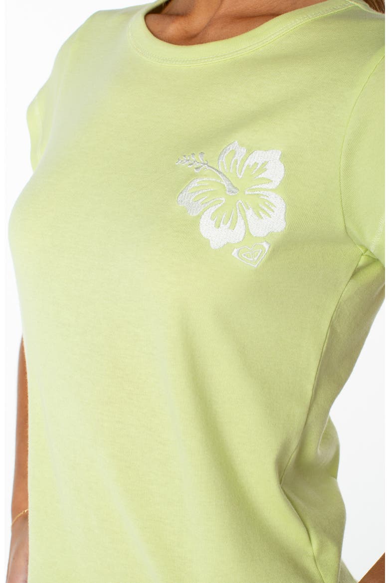 Surf Day Flower Embroidered '90s Baby Tee, Alternate, color, CELERY GREEN
