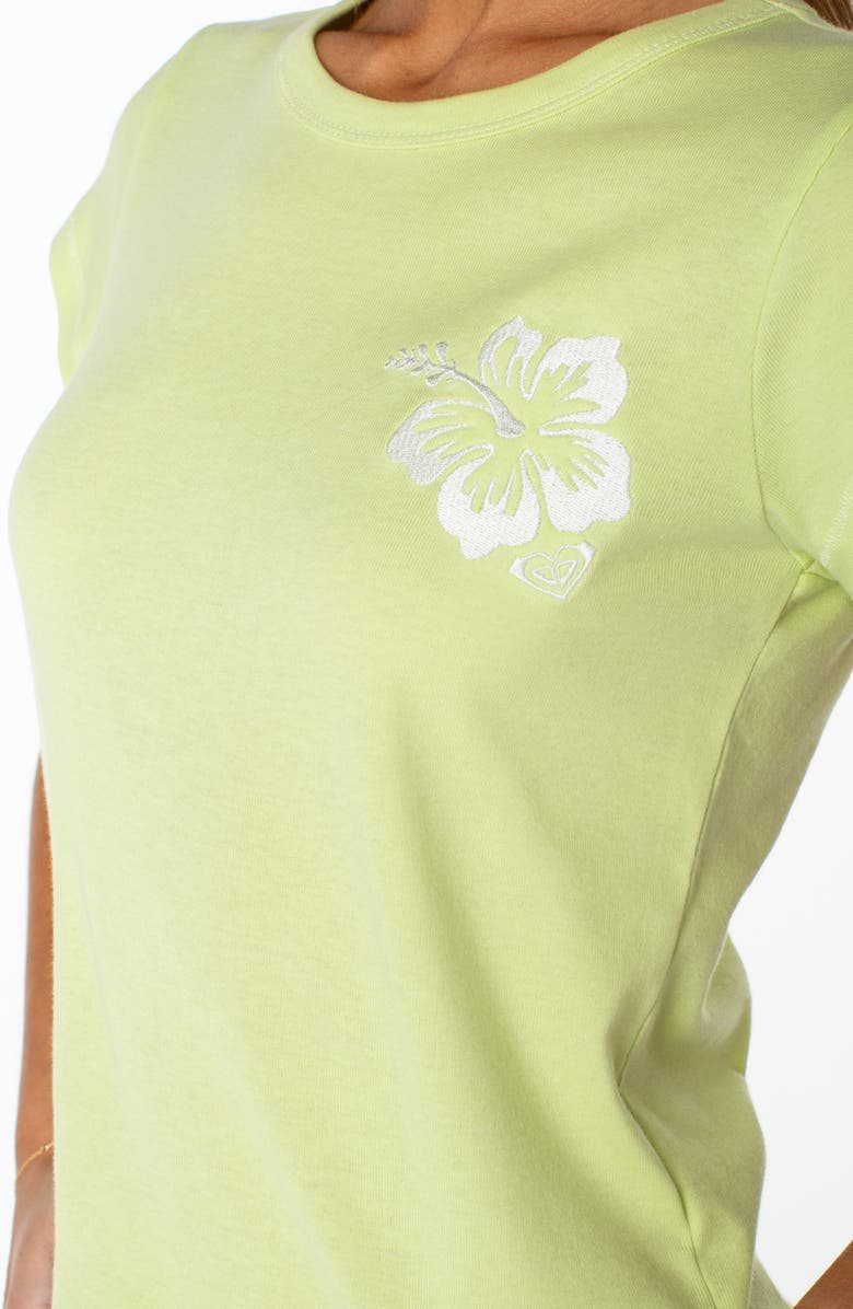 Roxy Surf Day Flower Embroidered '90s Baby Tee, Alternate, color, 