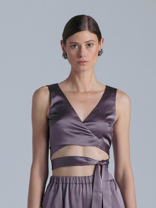 Alas Silk V-neck Top In Gray