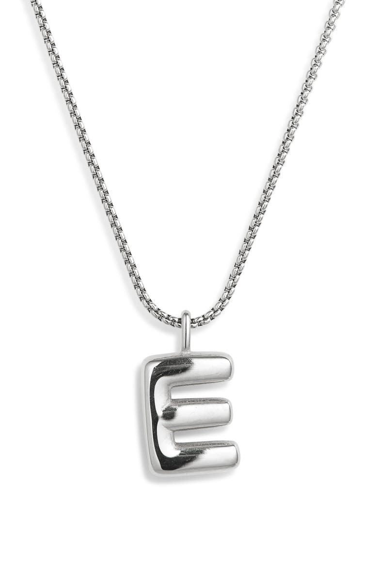 Open Edit Waterproof Bubble Initial Pendant Necklace, Alternate, color, E- Silver