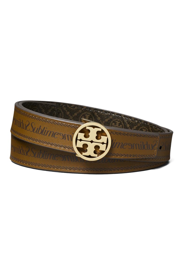 Reversible Leather Belt, Alternate, color, FRENCH PRESS / GOLD