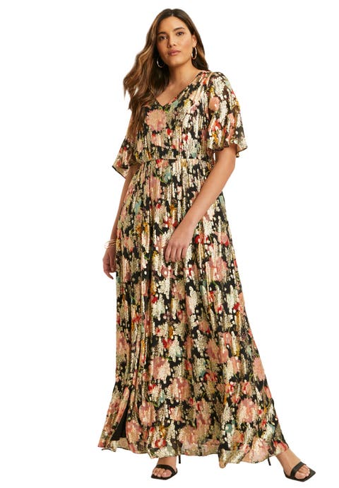 Metallic Printed Maxi Dress (plus)