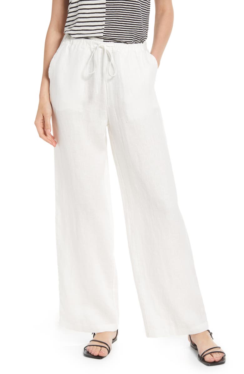 Rails Emmie Drawstring Linen Pants, Main, color, White