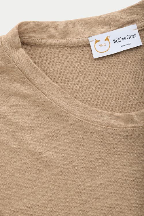 Wolf Vs. Goat (wvg) Short Sleeve Linen Crew Neck Tee In Brown