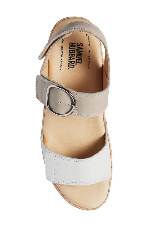 Samuel Hubbard Portola Quarter Strap Wedge Sandal In Two Tone White Leather
