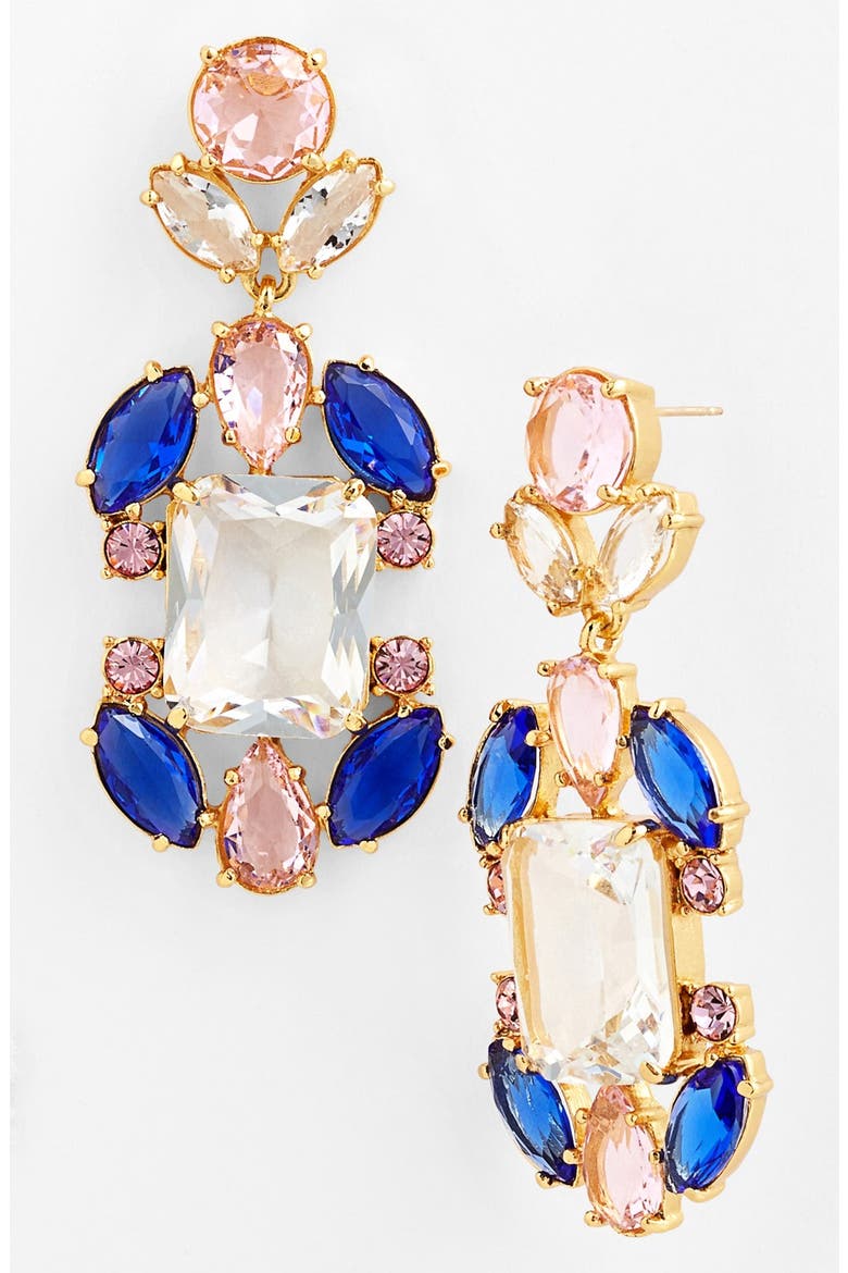 'sunrise cluster' chandelier earrings, Main, color, BLUE MULTI/ GOLD