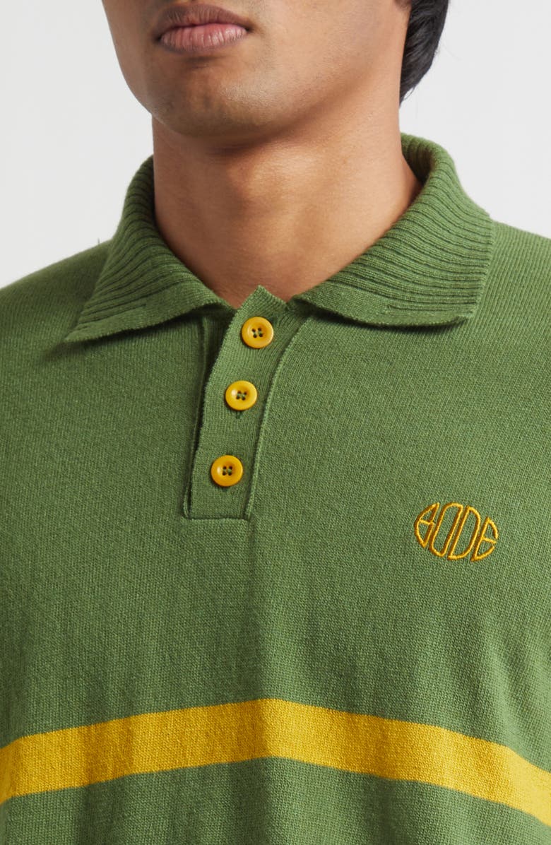 Bode Regis Virgin Wool Polo Sweater, Alternate, color, Green
