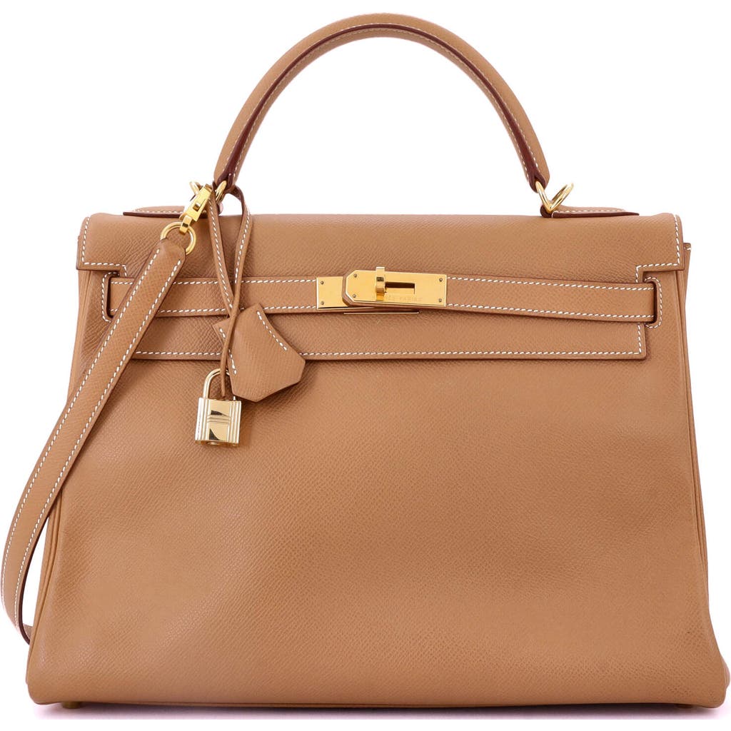 Pre-owned Hermes Hermes Kelly Handbag Brown Courchevel With Gold Hardware 35 In Gold