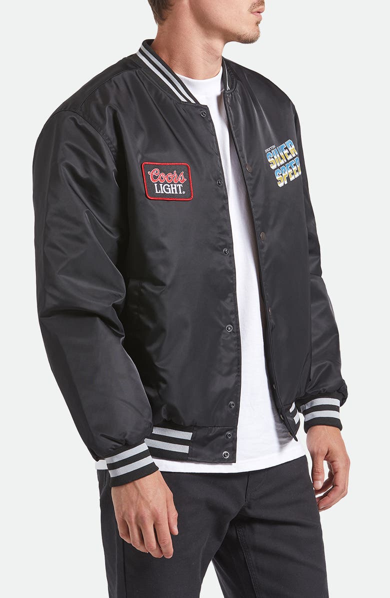 Brixton Coors Light<sup>®</sup> Silver Speed Shop Bomber Jacket, Alternate, color, Black/ Silver