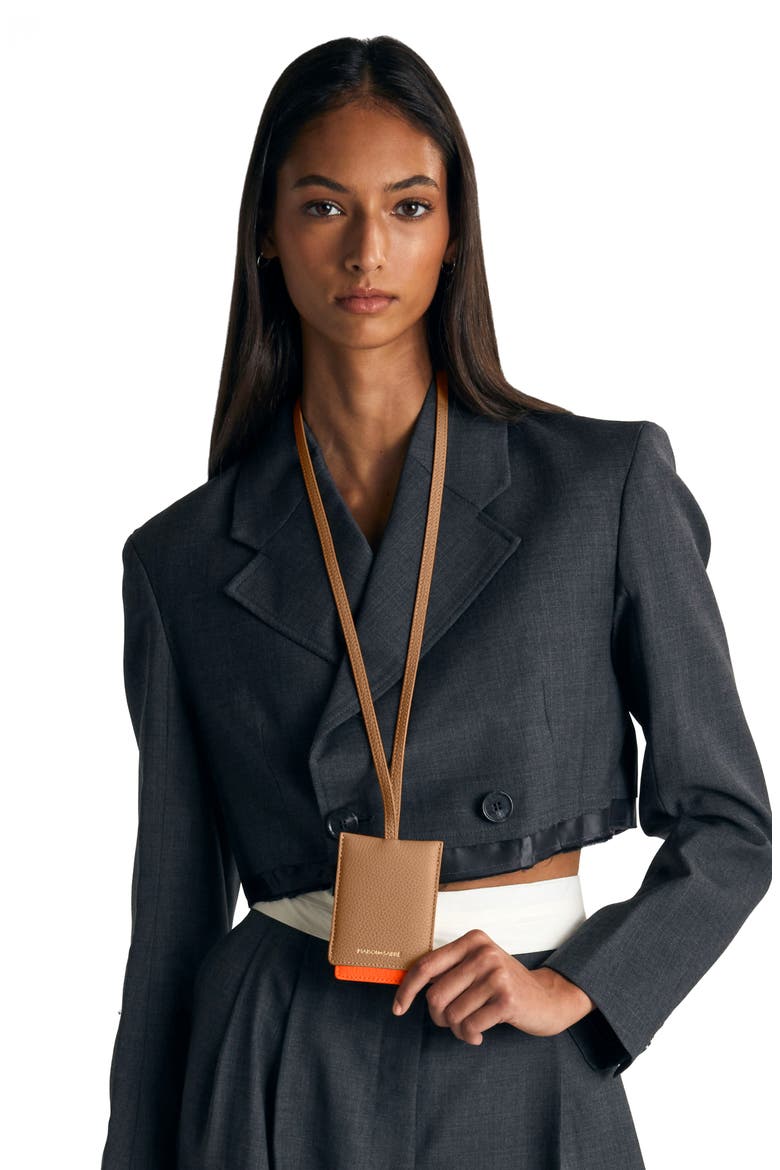 Leather ID Lanyard, Alternate, color, Manhattan Sandstone