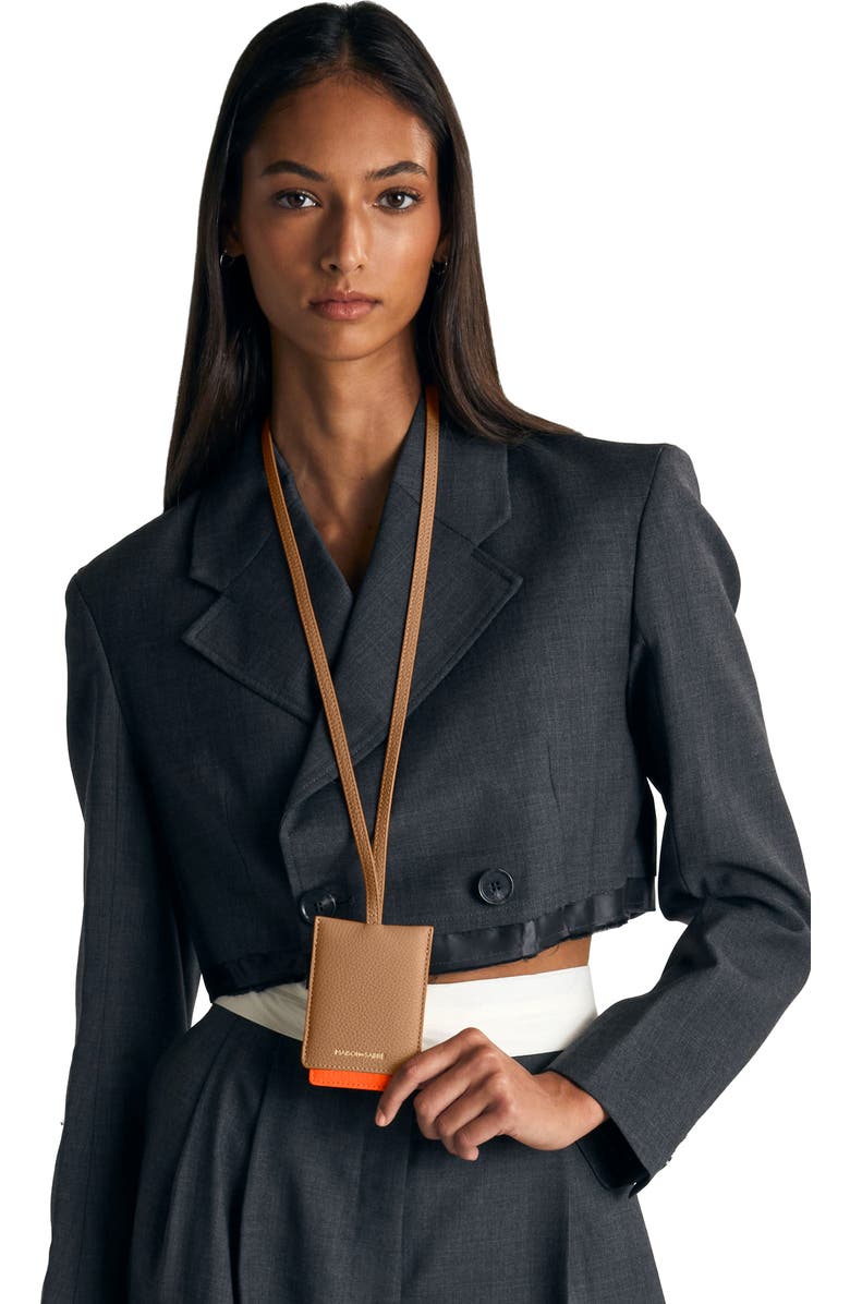 MAISON de SABRÉ Leather ID Lanyard, Alternate, color, Manhattan Sandstone