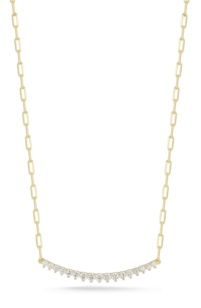 CHLOE AND MADISON Cubic Zirconia Bar Pendant Necklace, Main, color, Gold