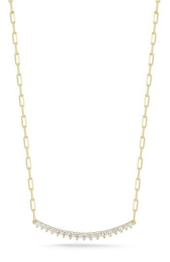 Chloe & Madison Chloe And Madison Cubic Zirconia Bar Pendant Necklace In Gold
