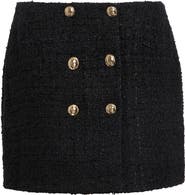 Balmain Button Cotton Blend Tweed Miniskirt