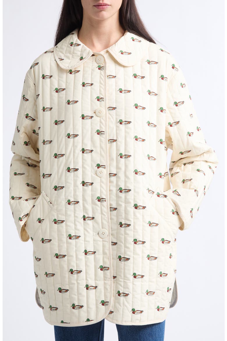 Arnie Mallard Print Quilted Jacket, Main, color, IVORY
