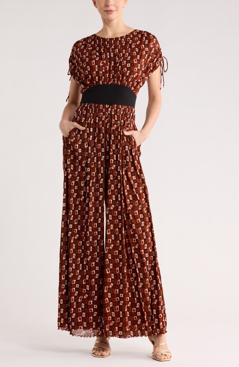 DVF Andra Wide Leg Jumpsuit, Main, color, Chain Spots Brown Sm