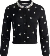 Alice + Olivia Dollie Jewel Embellished Cardigan