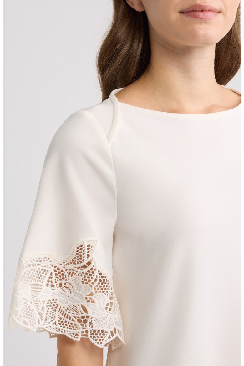 Lace Trim Asymmetrical Hem Top, Alternate, color, WHITE DOVE