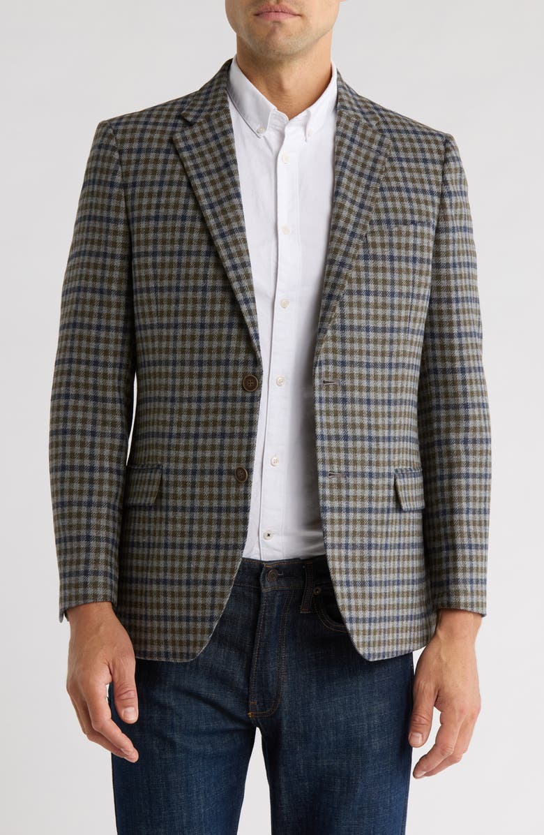 Nautica Plaid Tweed Sport Coat, Main, color, Grey Check