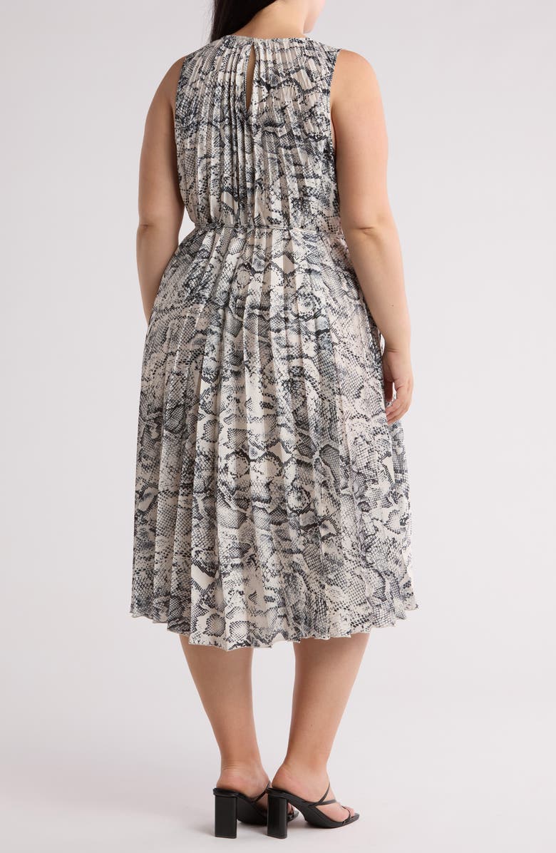 T Tahari Python Print Waist Belt Maxi Dress, Alternate, color, Black/ Ivory Snake