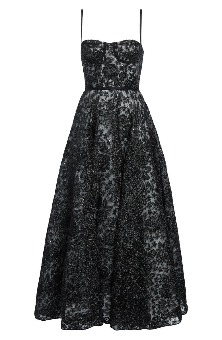 Giambattista Valli Sequin Floral Embroidered Corset Dress, Alternate, color, 