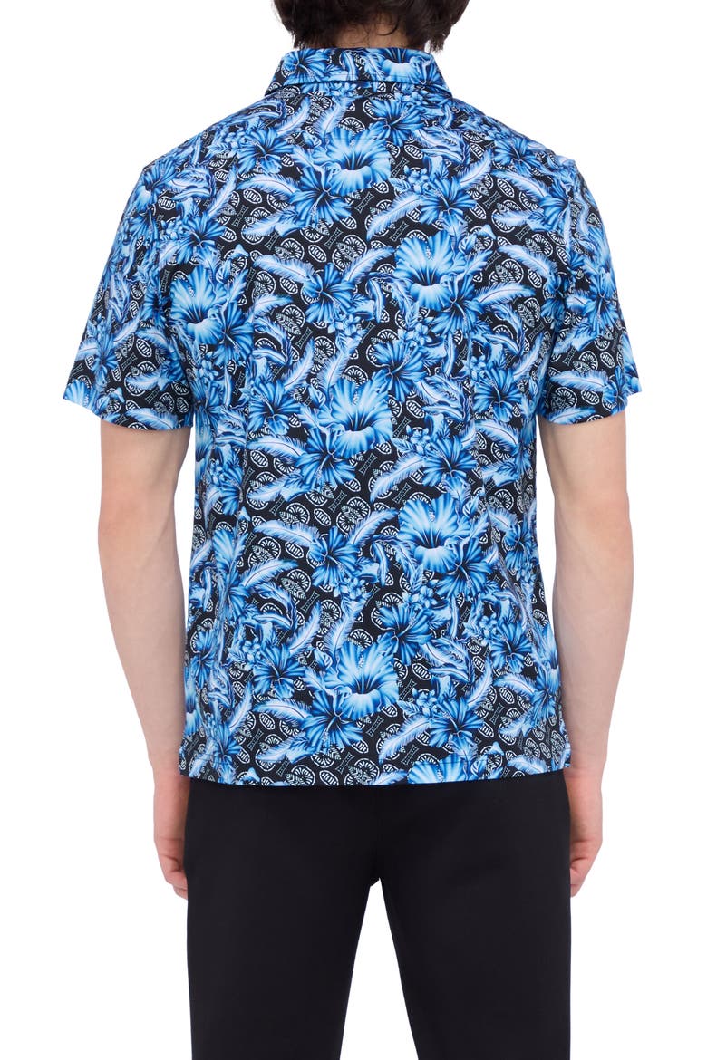 Hendrix Digital Floral Print Pima Cotton Polo, Alternate, color, NAVY