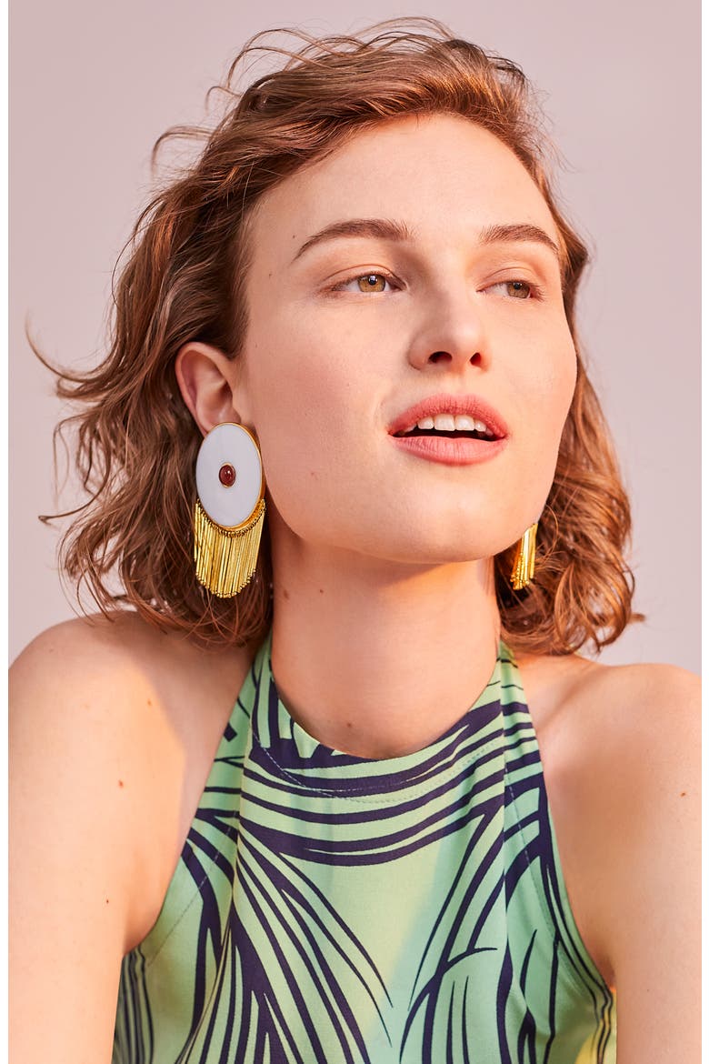 Nautilus Ear Fan Earring, Alternate, color, UNAKITE