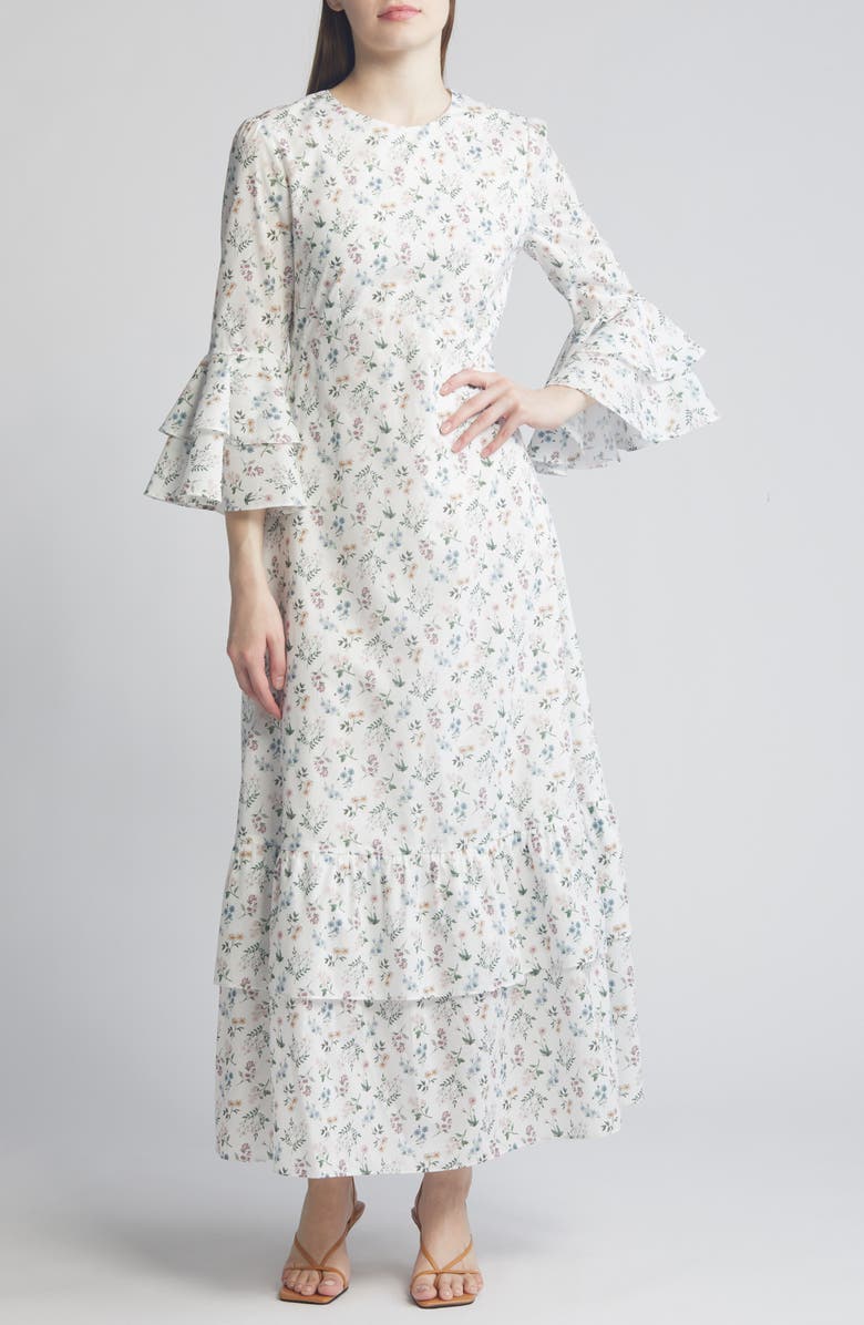 Liberty London Gala Floral Tiered Cotton Maxi Dress, Main, color, 
