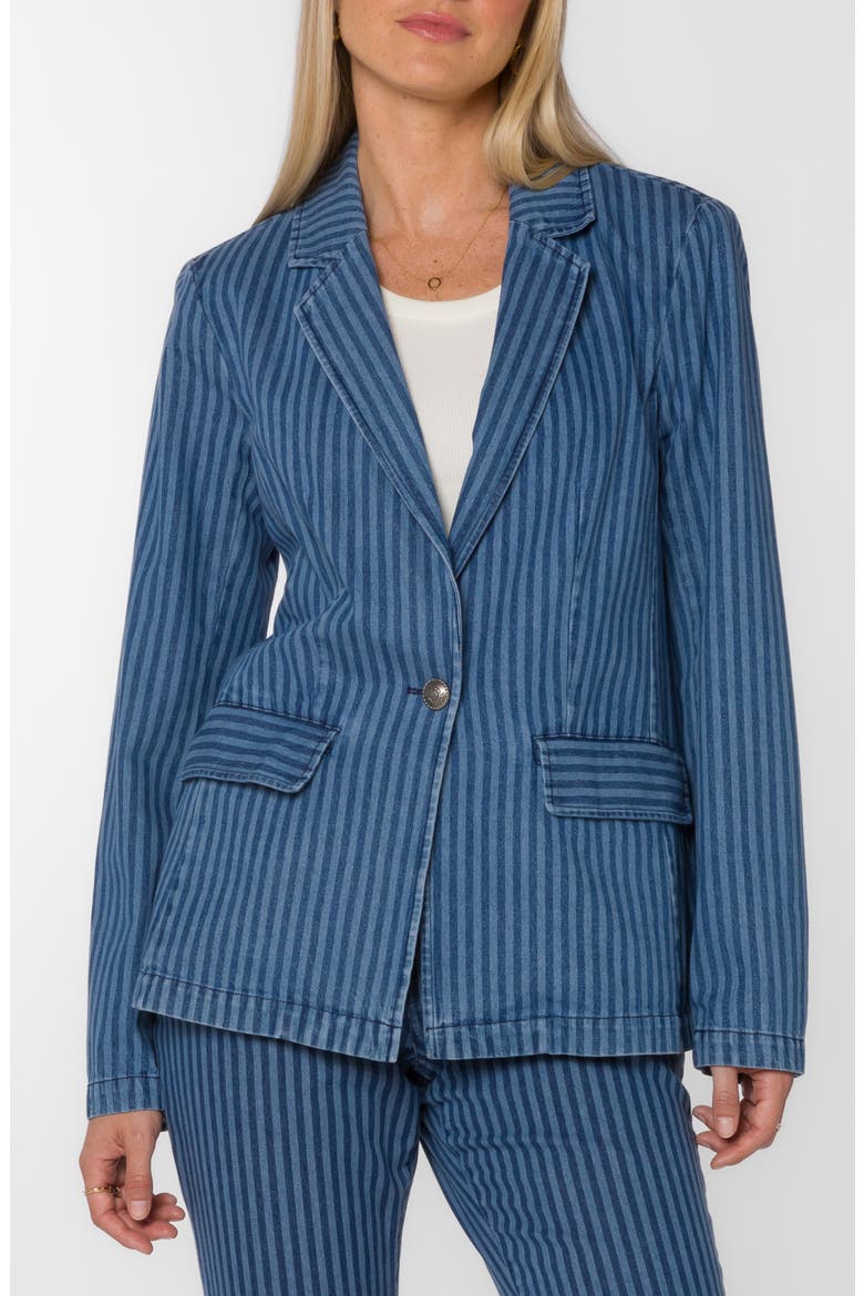 Beni Striped Single Button Blazer, Main, color, BLUE STRIPE