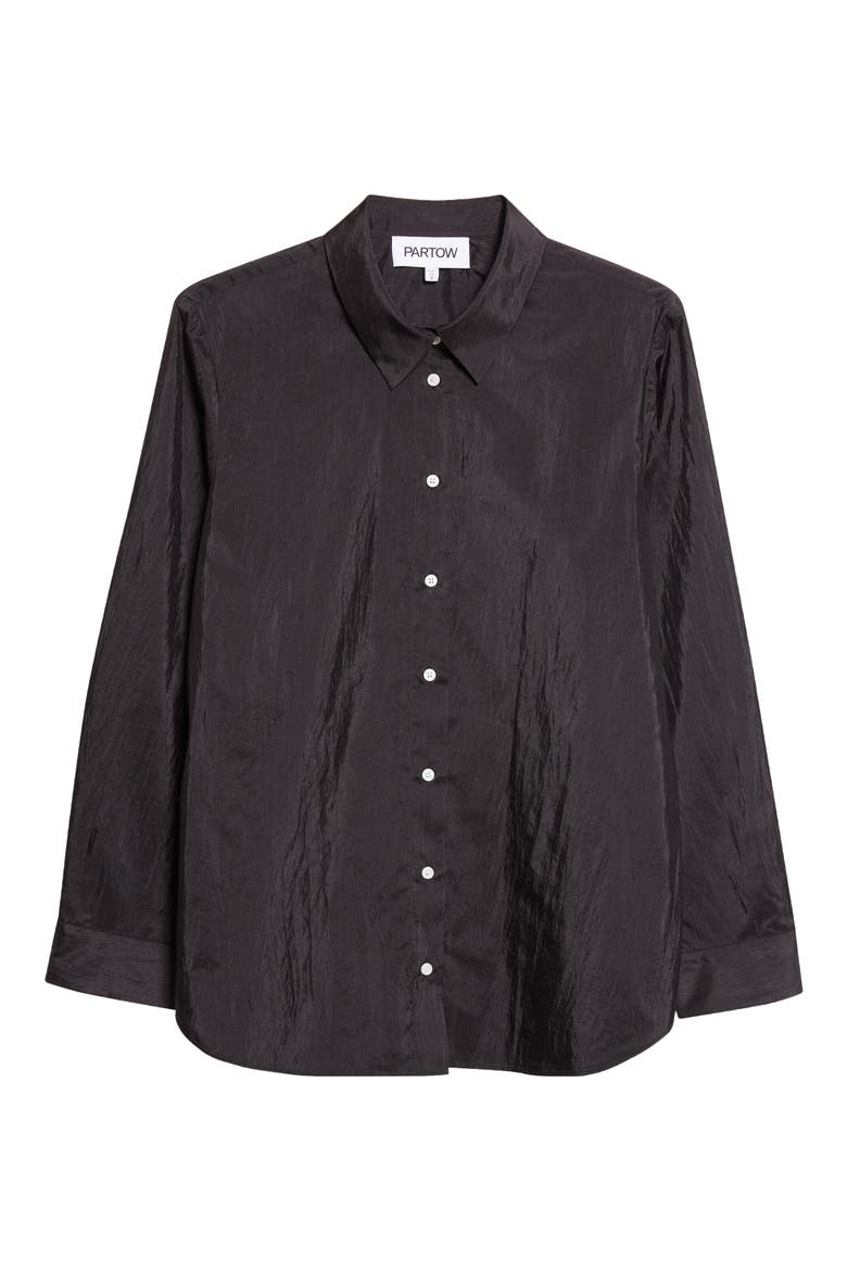 Bryant Nylon & Silk Button-Up Shirt, Alternate, color, BLACK